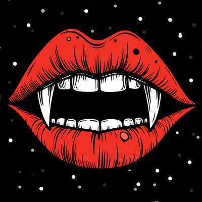 lips with vampire teeth