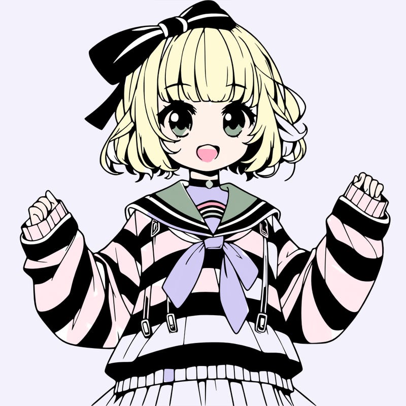 a realistic anime girl dressed up as beetle juice