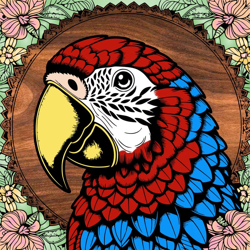 realistic parrot mandala