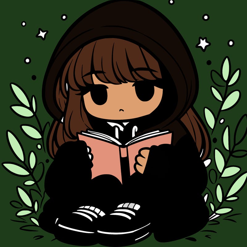 girl in oversized hoodie reading a book