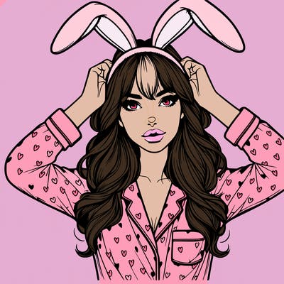 beautiful realistic woman in a bunny pj