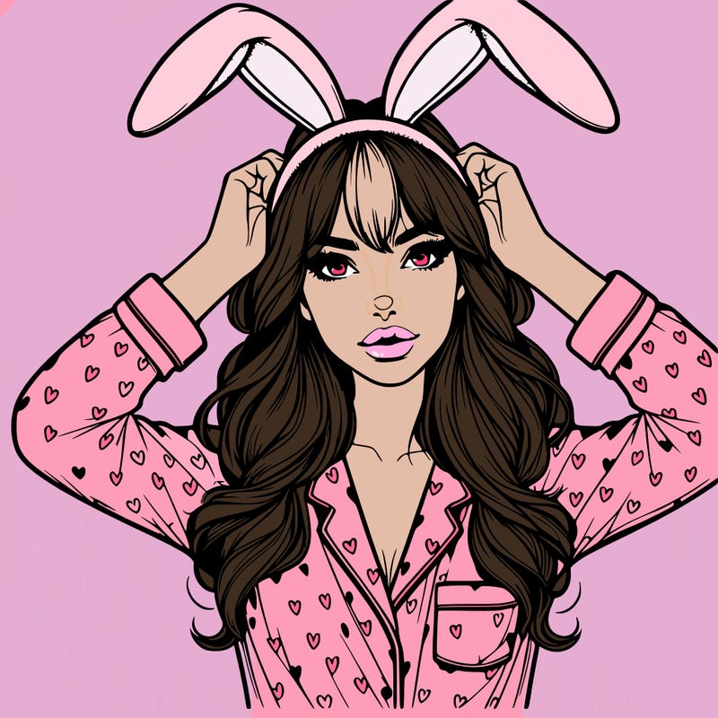beautiful realistic woman in a bunny pj