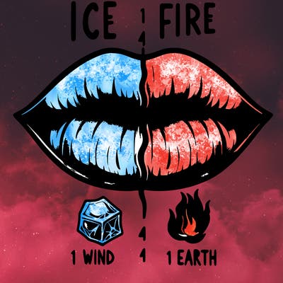realistic lip split in fourth . 1 fourth ice 1 fire 1wind 1 earth