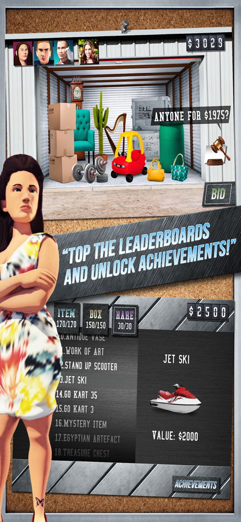 Auction Wars : Storage King - ストレージユニットオークションとレアアイテムコレクションメニューを示すオークションウォーズ ストレージキングのゲームプレイ。