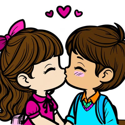 boy and girl kissing