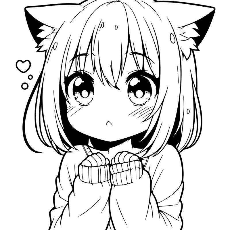 shy anime catgirl