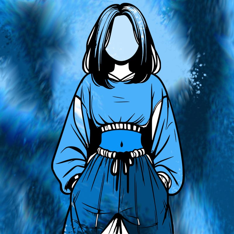 realistic girl faceless with baggy pants and a crop top