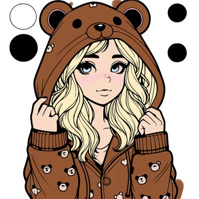 realistic girl in a animal pjs hoodie