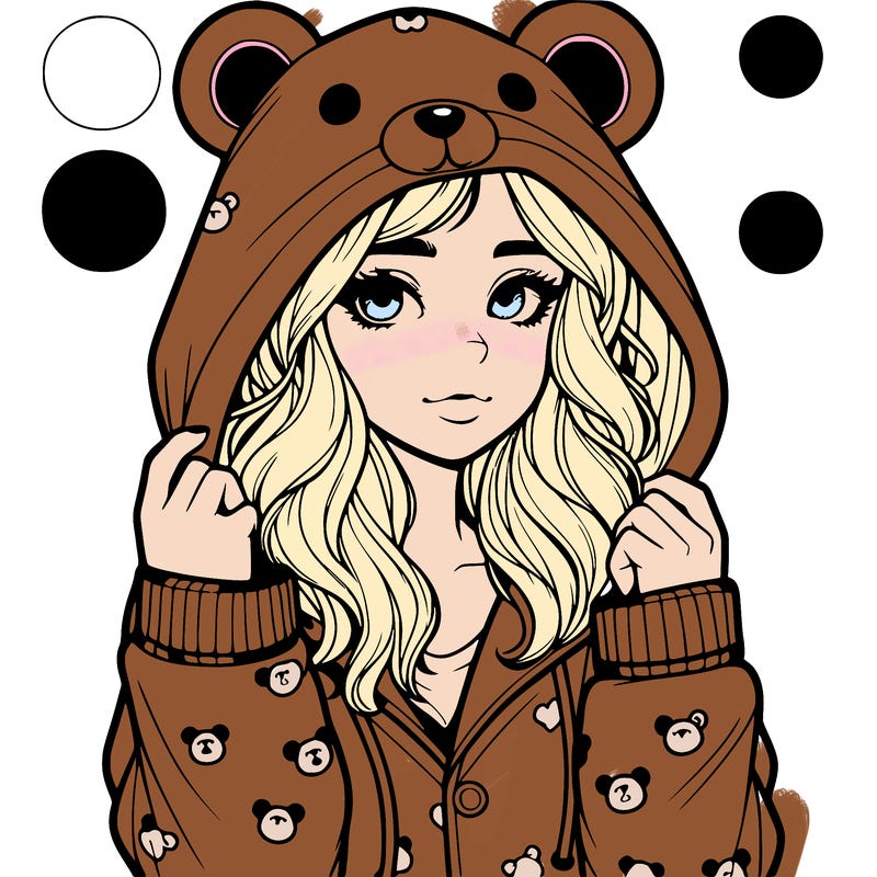 realistic girl in a animal pjs hoodie