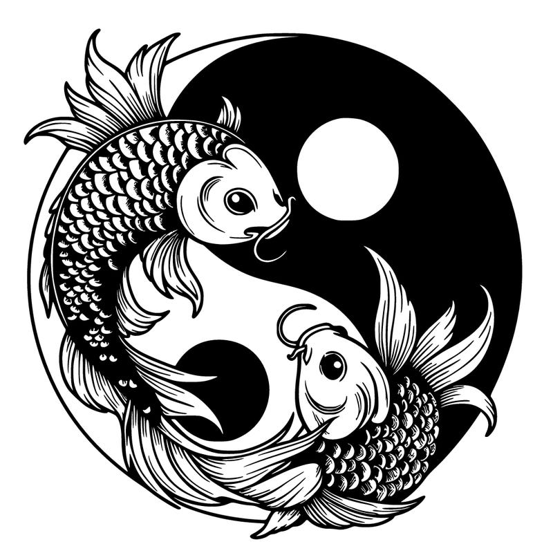 real style yin and yang japanese koi fish