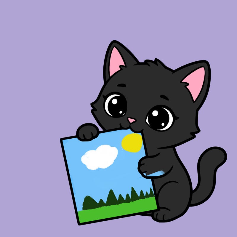 a small cat with a blank sheet of paper in its hand. the cat is sooooooo cute!