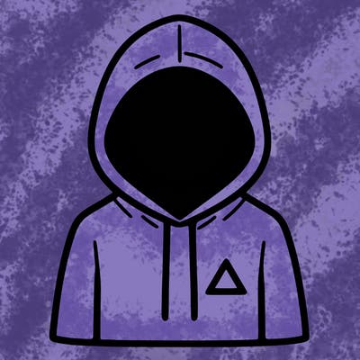 a person with non face waering a hoodie with a small triangle symbol