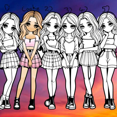 a group of girls realistic