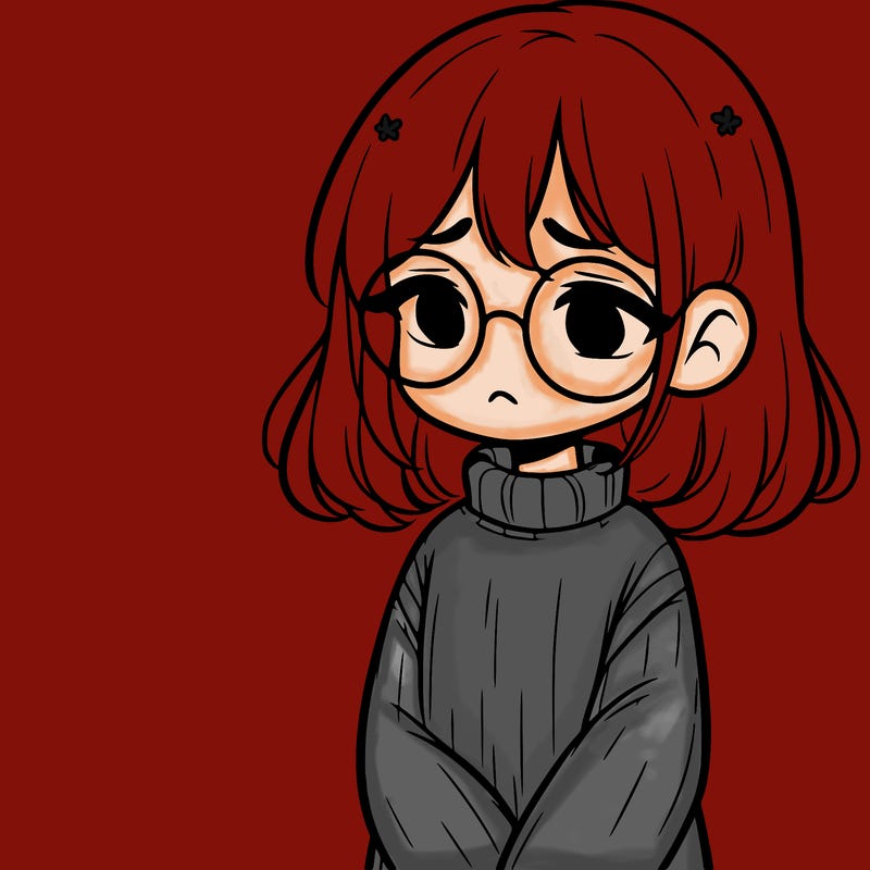 sad girl with glasses in a sweater