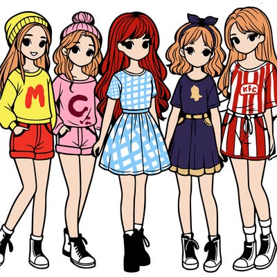 a group of five girls