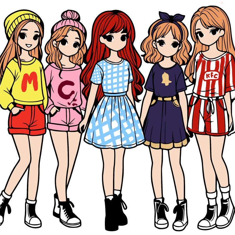 a group of five girls