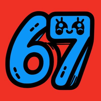 the numbers 67