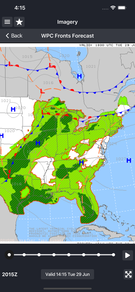 WeatherSpork WPC Fronts Forecast map for aviation planning