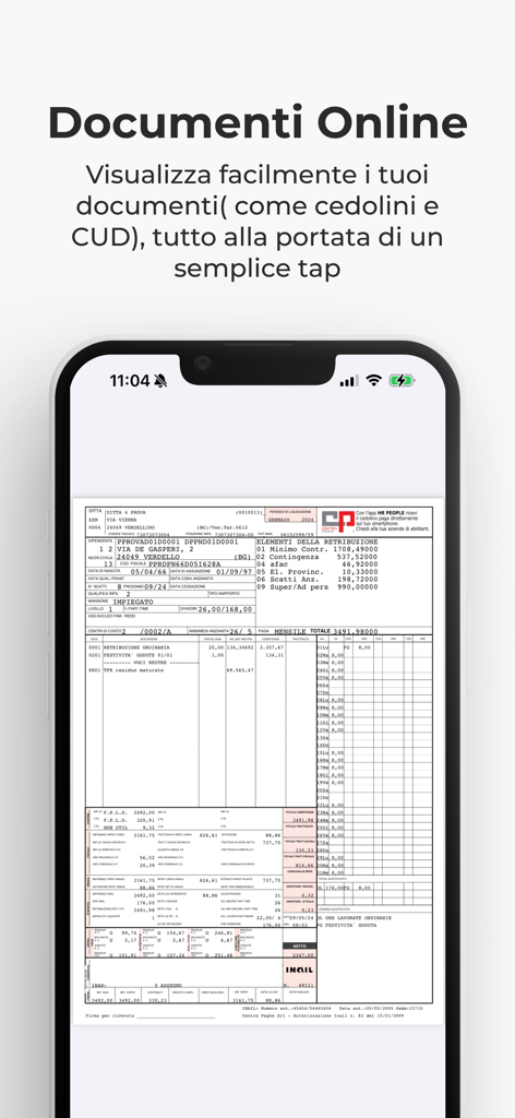Digital payslip on the CPeople HR app screen