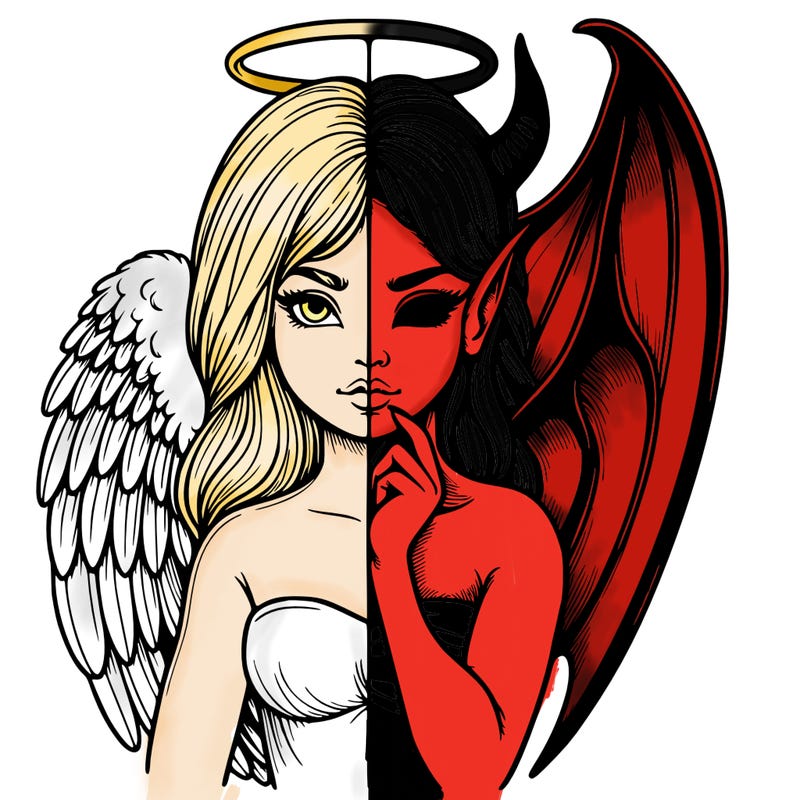 realistic angel half demon