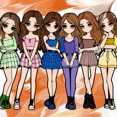 a group of girls realistic