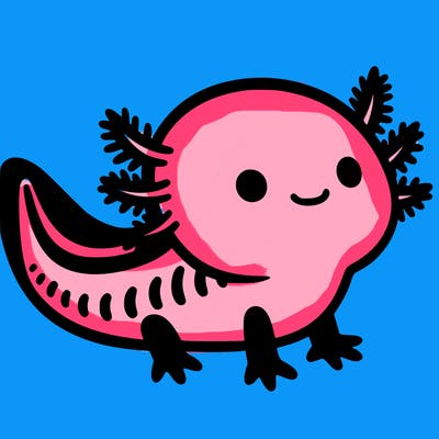 a axolotl with no body and with black legs