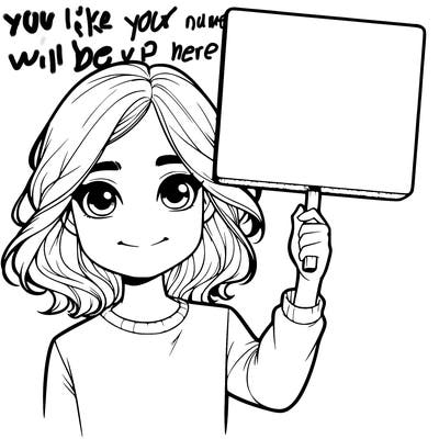 realistic girl holding up a sign