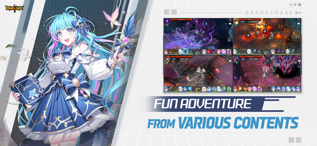 GrandChase - GrandChase mobile game featuring an anime character and various battle modes