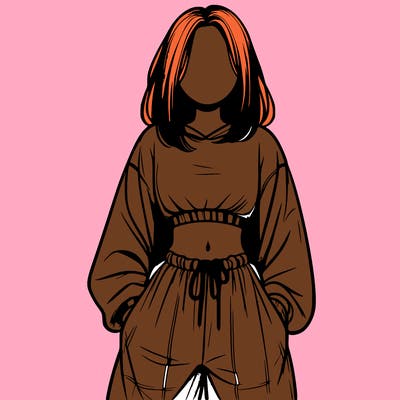 realistic girl faceless with baggy pants and a crop top