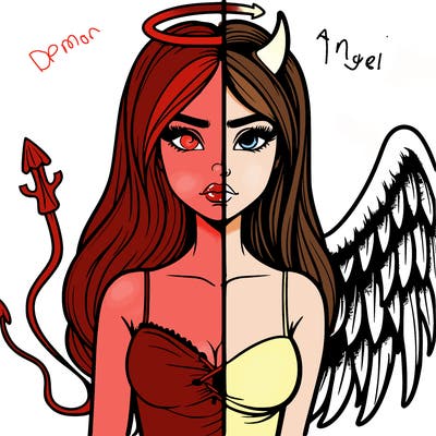 devil vs angel realistic girl