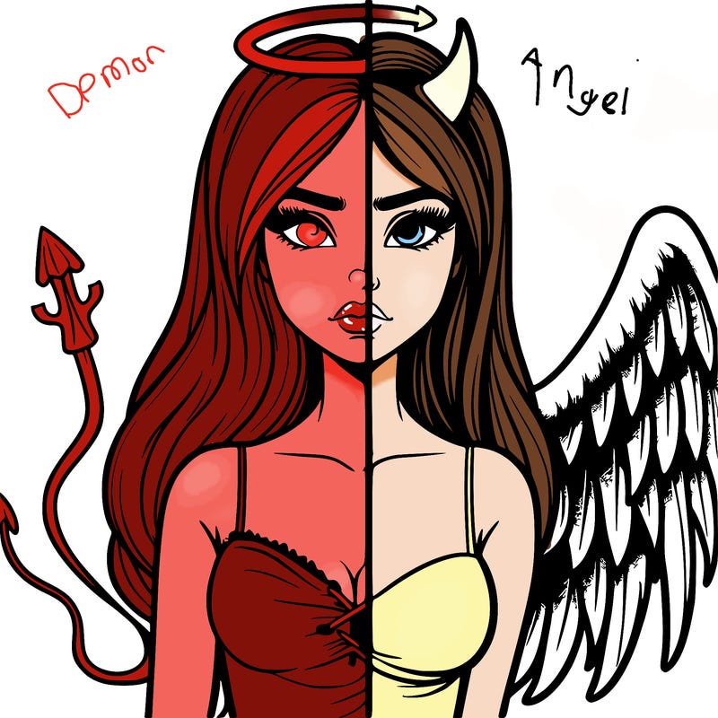 devil vs angel realistic girl