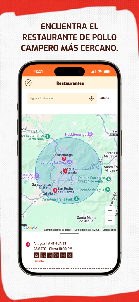 Pollo Campero Guatemala - Map showing nearby Pollo Campero restaurants in Guatemala