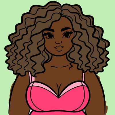 pretty plus sized woman with curly hair