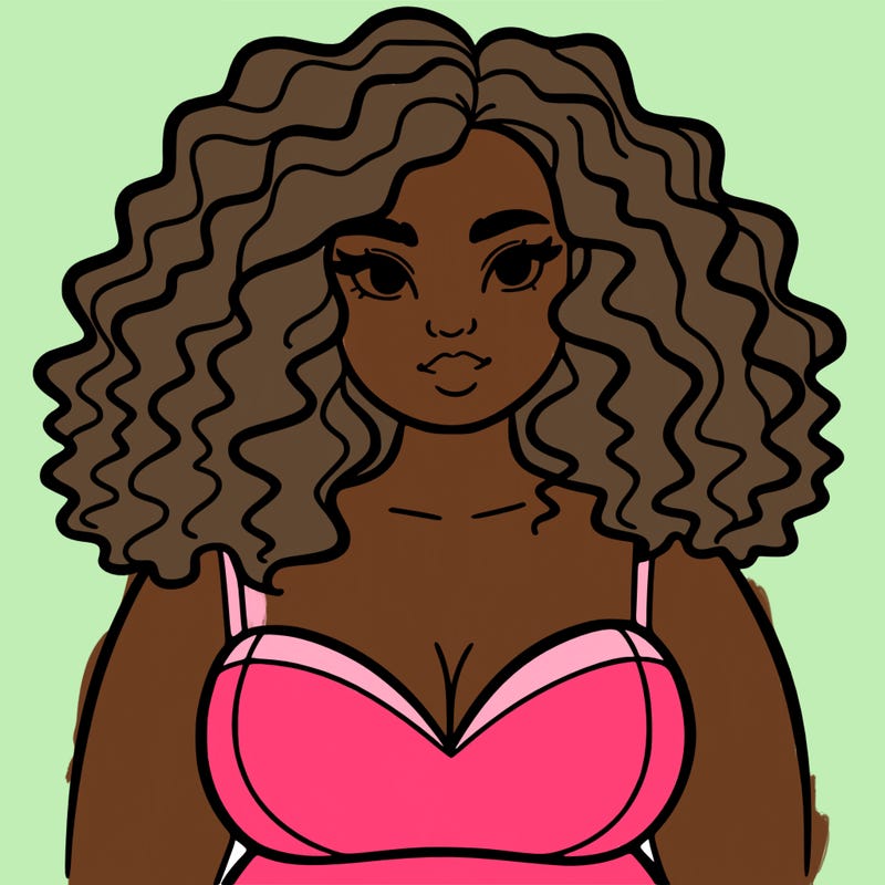 pretty plus sized woman with curly hair