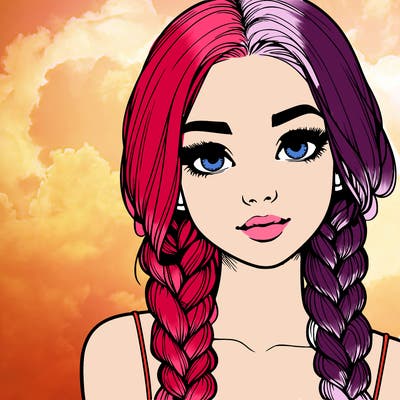 realistic girl with braids