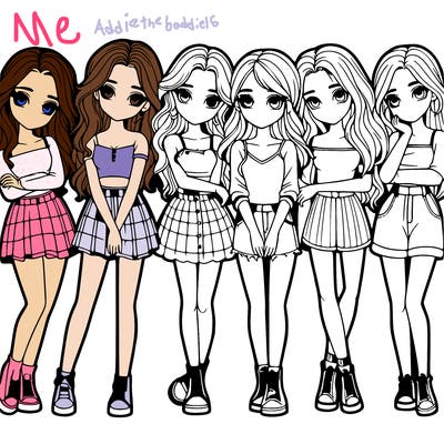 a group of girls realistic