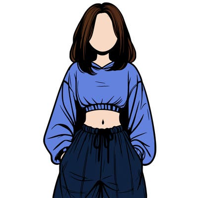 realistic girl faceless with baggy pants and a crop top