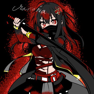 anime girl with sword in cool pose