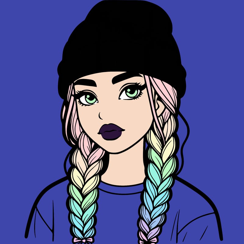 teenage girl with braids and beanie