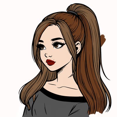 realistic girl with a high ponytail