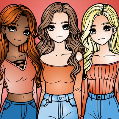 a group of realistic girls