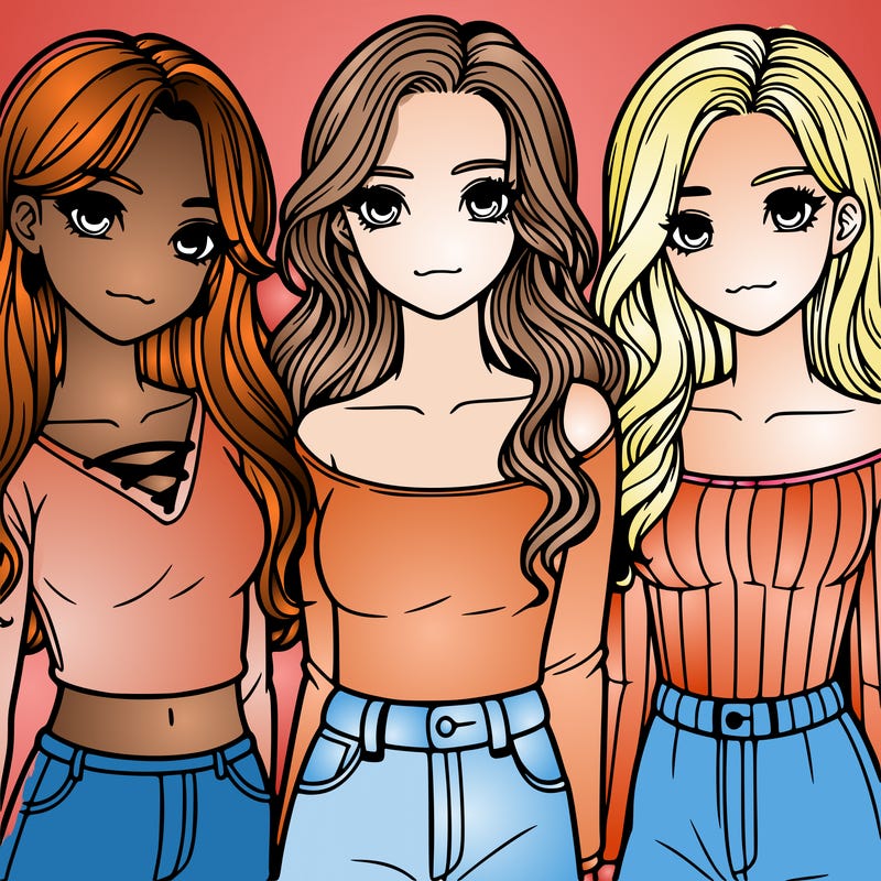 a group of realistic girls