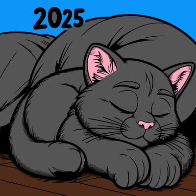 realistic cat sleeping on 2025