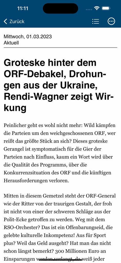 GEWINN: Das Wirtschaftsmagazin - GEWINNビジネス雑誌アプリのモバイル記事リーダービュー。ドイツ語の金融ニュース記事が表示されています。