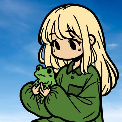 girl with long hair and a oversized shirt. and she is holding a frog