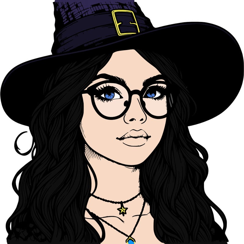a witch with glasses realistic