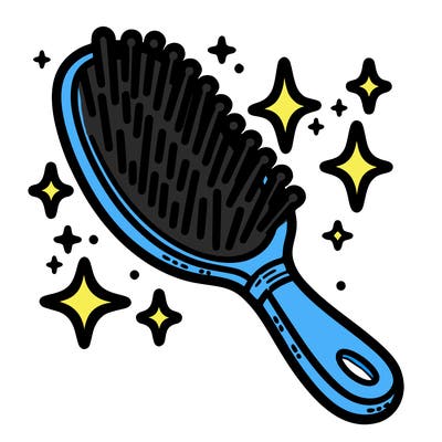 a glowing hairbrush with sparkling bristles.