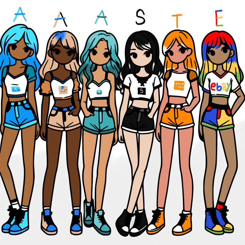 a group of girls wearing crop tops and shorts