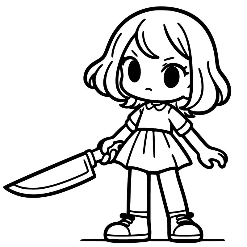 a girl with a knife
