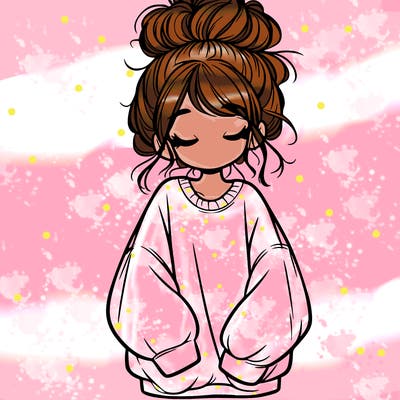 girl with baggy sweatshirt and messy bun